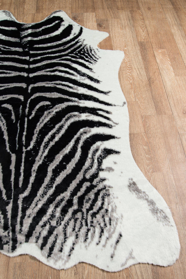 Acadia Black Zebra Designer Animal Print Area Rug - Modern Rug Importers