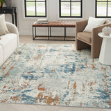 Nourison Quarry QUA01 Beige Blue Rust Modern Indoor Rug