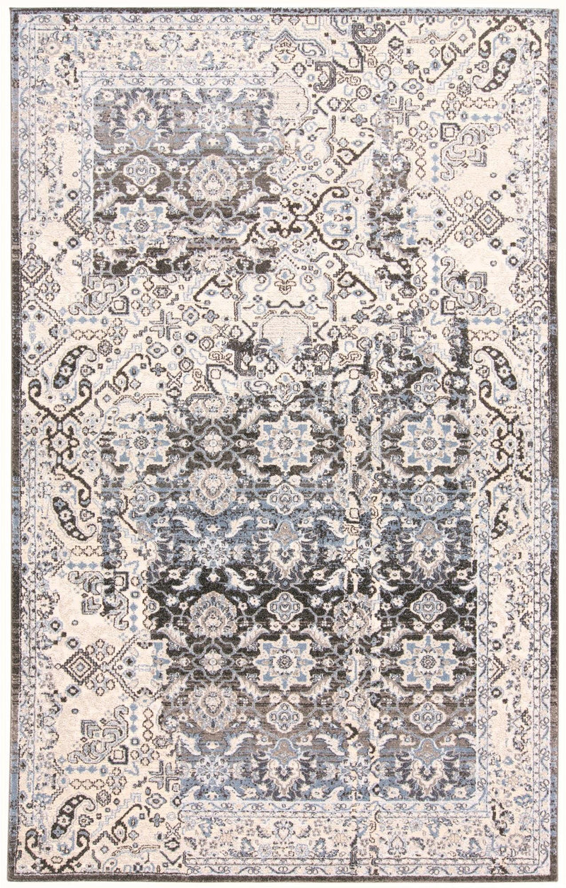 Ainsley Modern Tribal Rug, Charcoal Gray/Glacier Blue, 5ft x 8ft - Modern Rug Importers