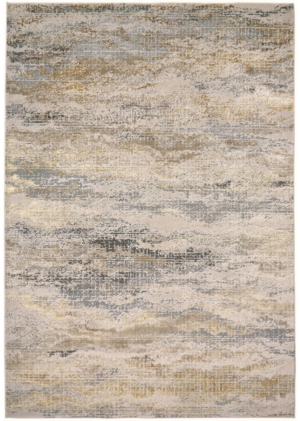 Aura Luxe Modern Rug, Gold/Cloudy Gray, 5ft x 8ft Area Rug - Modern Rug Importers