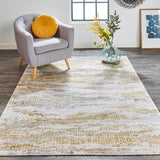 Aura Luxe Modern Rug, Gold/Cloudy Gray, 5ft x 8ft Area Rug - Modern Rug Importers