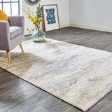 Aura Luxe Modern Rug, Gold/Cloudy Gray, 5ft x 8ft Area Rug - Modern Rug Importers