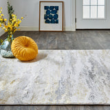 Aura Luxe Modern Rug, Gold/Cloudy Gray, 5ft x 8ft Area Rug - Modern Rug Importers