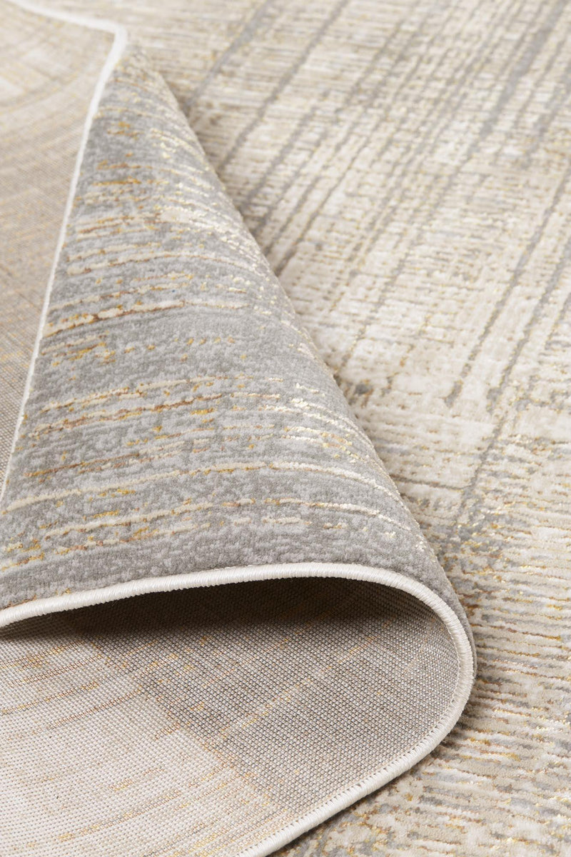 Aura Luxe Modern Rug, Gray/Beige/Gold, 5ft x 8ft Area Rug - Modern Rug Importers