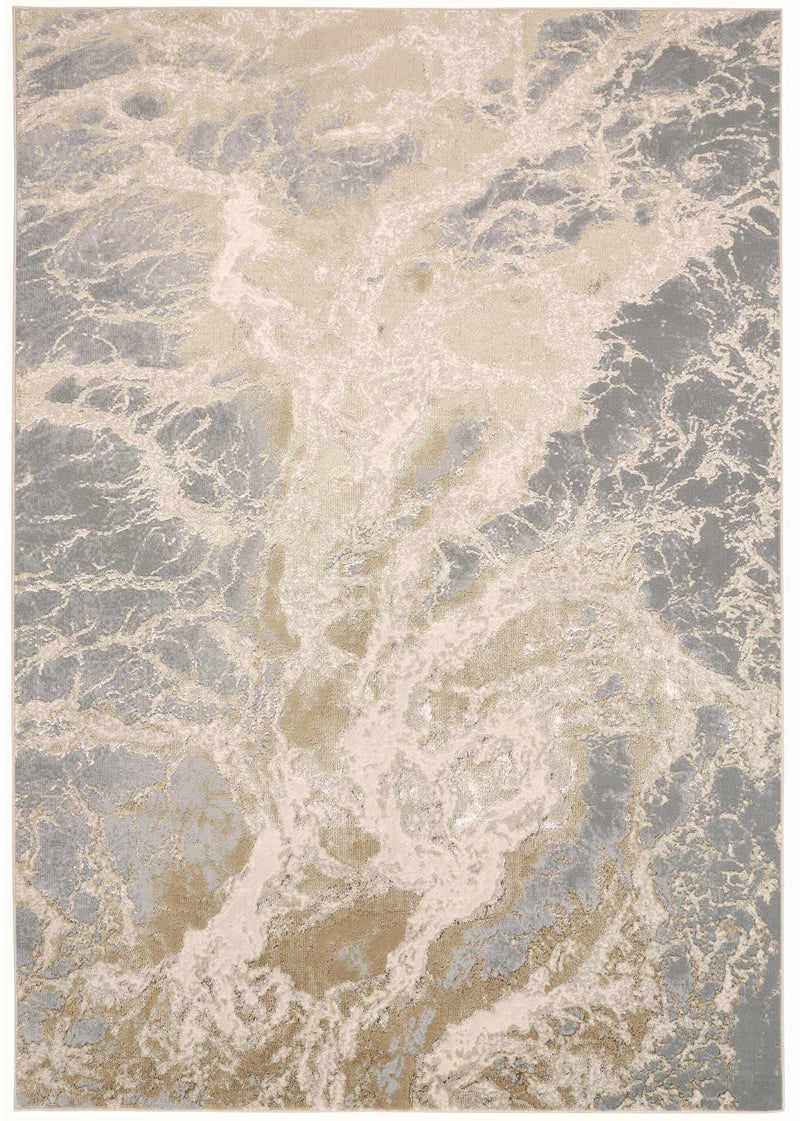 Aura Modern Marbled Rug, Beige/Gray/Gold, 5ft x 8ft Area Rug - Modern Rug Importers