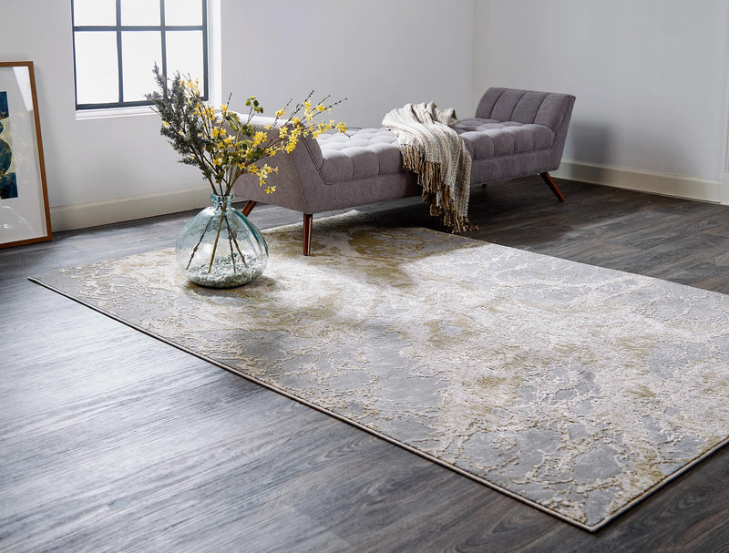 Aura Modern Marbled Rug, Beige/Gray/Gold, 5ft x 8ft Area Rug - Modern Rug Importers