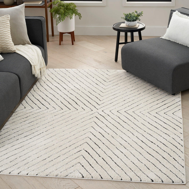 Nourison Modern Comfort MNC01 Ivory Black Scandinavian Indoor Rug