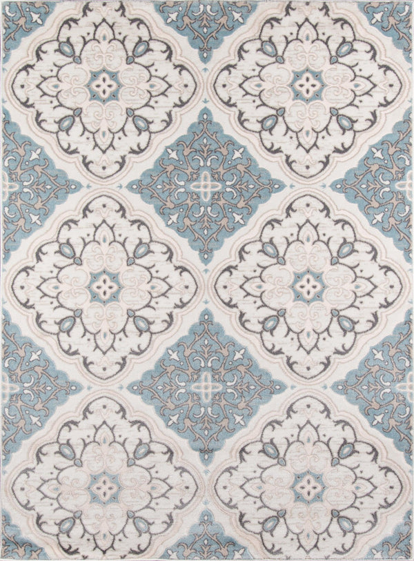 Brooklyn Heights Ivory Designer Damask Area Rug - Modern Rug Importers