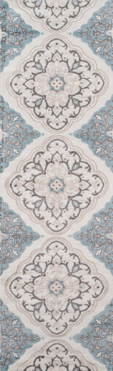 Brooklyn Heights Ivory Designer Damask Runner Rug - Modern Rug Importers