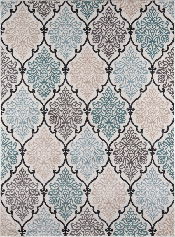 Brooklyn Heights Multi Designer Damask Area Rug - Modern Rug Importers