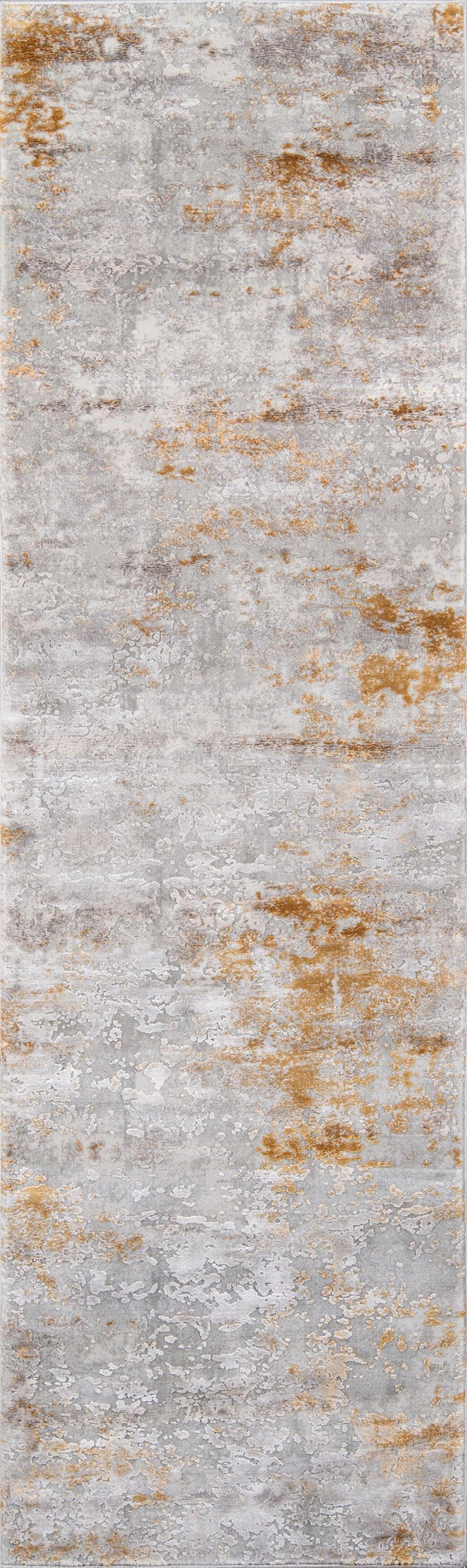 Cannes Gold Designer Abstract Runner Rug - Modern Rug Importers