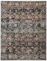 Caprio Space Dyed Ornamental Rug, Ink Blue/Rust, 5ft - 3in x 7ft - 6in Area Rug - Modern Rug Importers