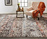 Caprio Space Dyed Ornamental Rug, Ink Blue/Rust, 5ft - 3in x 7ft - 6in Area Rug - Modern Rug Importers