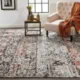 Caprio Space Dyed Ornamental Rug, Ink Blue/Rust, 5ft - 3in x 7ft - 6in Area Rug - Modern Rug Importers