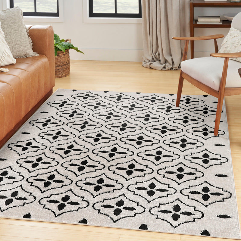 Nourison Nourison Essentials NRE04 Ivory Black Modern Rug