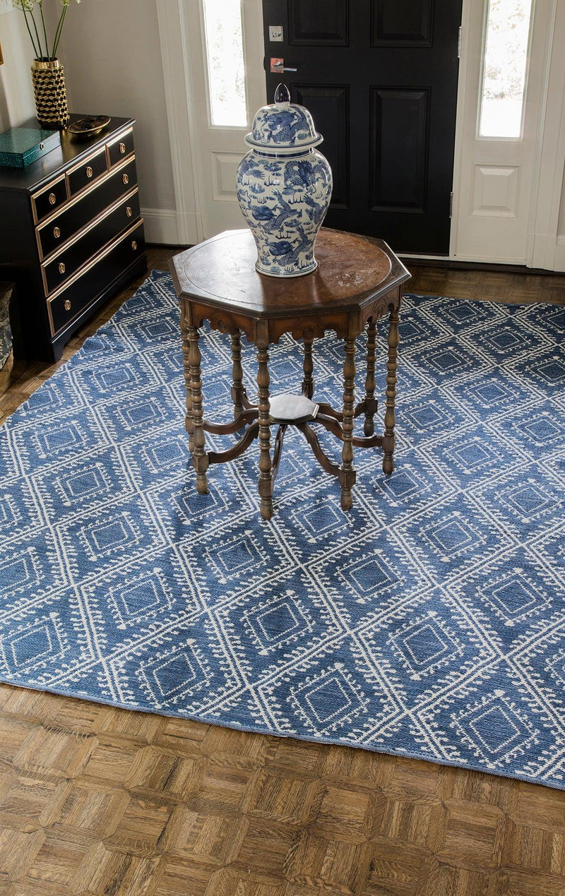 Easton Navy Pleasant Hand Woven Geometric Area Rug - Modern Rug Importers