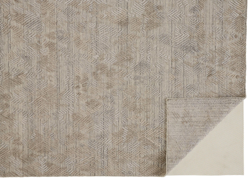 Elias Luxe Abstract Rug, High/Low, Oyster/Taos Taupe, 5ft x 8ft Area Rug - Modern Rug Importers