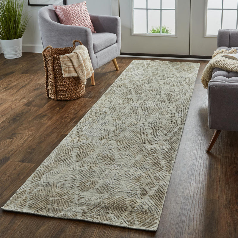 Elias Luxe Abstract Rug, High/Low, Oyster/Taos Taupe, 5ft x 8ft Area Rug - Modern Rug Importers