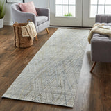 Elias Luxe Abstract Rug, High/Low, Silver Gray/Dusty Blue, 5ft x 8ft Area Rug - Modern Rug Importers