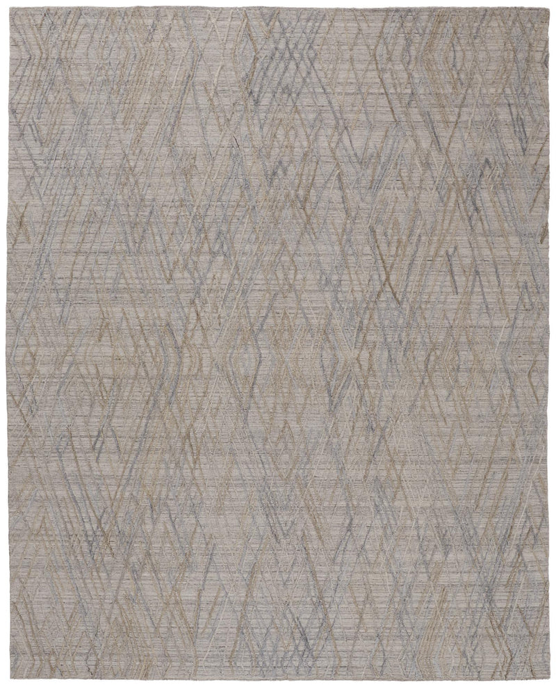 Elias Luxe Abstract Rug, High/Low, Silver Gray/Dusty Blue, 5ft x 8ft Area Rug - Modern Rug Importers