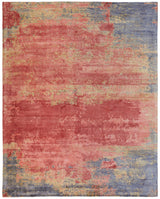 Emory Handwoven Lustrous Viscose Rug, Claret Red/Blue, 5ft x 8ft Area Rug - Modern Rug Importers