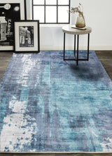 Emory Handwoven Lustrous Viscose Rug, Navy/Ocean Blue, 5ft x 8ft Area Rug - Modern Rug Importers