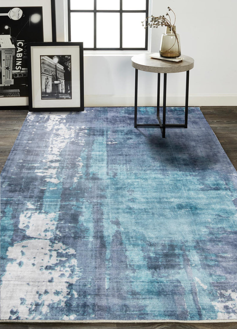 Emory Handwoven Lustrous Viscose Rug, Navy/Ocean Blue, 5ft x 8ft Area Rug - Modern Rug Importers