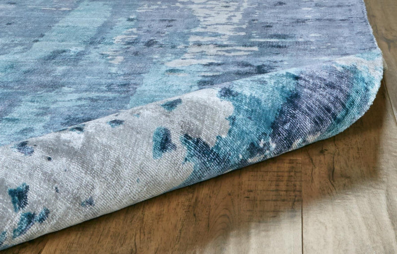 Emory Handwoven Lustrous Viscose Rug, Navy/Ocean Blue, 5ft x 8ft Area Rug - Modern Rug Importers