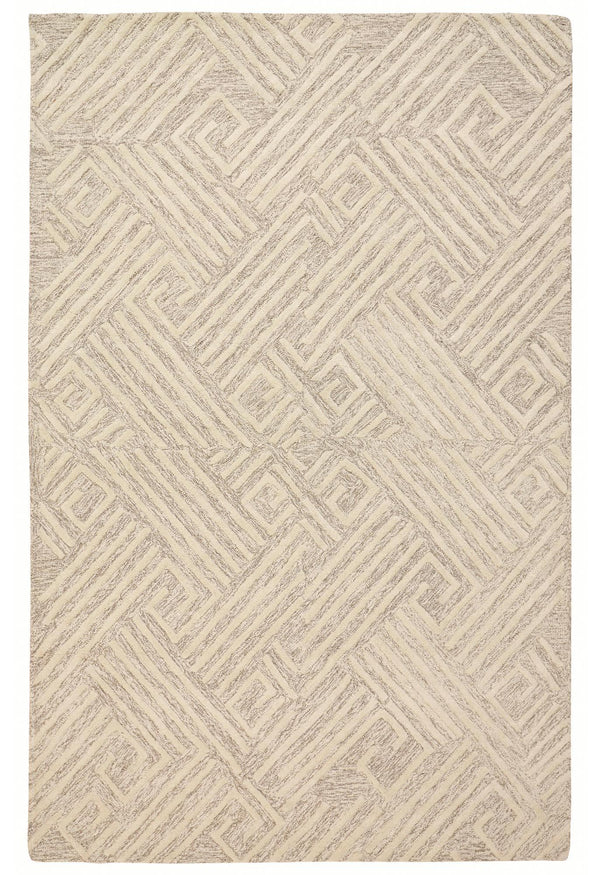 Enzo Handmade Minimalist Wool Rug, Ivory/Natural Tan, 5ft x 8ft Area Rug - Modern Rug Importers