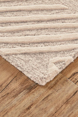 Enzo Handmade Minimalist Wool Rug, Ivory/Natural Tan, 5ft x 8ft Area Rug - Modern Rug Importers