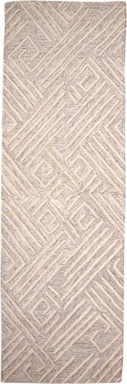 Enzo Handmade Minimalist Wool Rug, Ivory/Natural Tan, 5ft x 8ft Area Rug - Modern Rug Importers