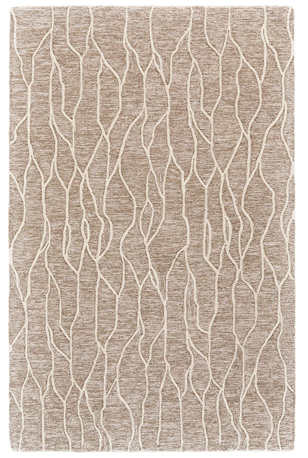 Enzo Handmade Minimalist Wool Rug, Warm Taupe/Ivory, 5ft x 8ft Area Rug - Modern Rug Importers