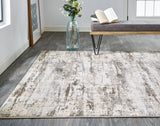 Frida Distressed Abstract Prismatic Rug, Ivory/Gray/Brown, 9ft x 12ft Area Rug - Modern Rug Importers