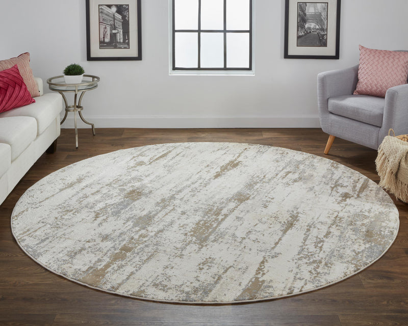 Frida Distressed Abstract Prismatic Rug, Ivory/Gray/Brown, 9ft x 12ft Area Rug - Modern Rug Importers