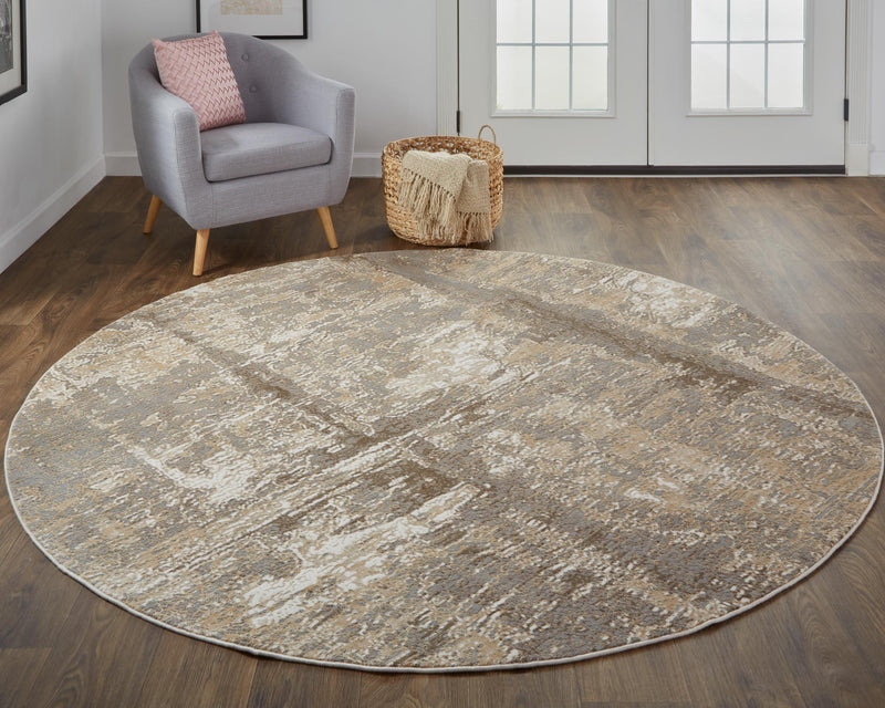 Frida Distressed Abstract Watercolor Rug, Latte Tan/Gray, 9ft x 12ft Area Rug - Modern Rug Importers