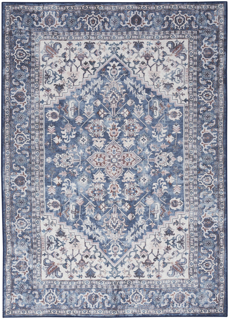 Nicole Curtis SR104 Machine Washable Series Navy Ivory Vintage Indoor Rug