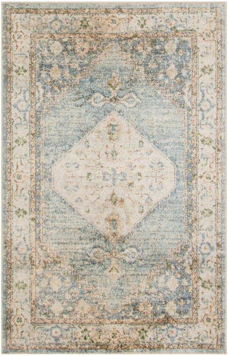 Nourison Astra Machine Washable ASW11 Silver Blue Vintage Indoor Rug