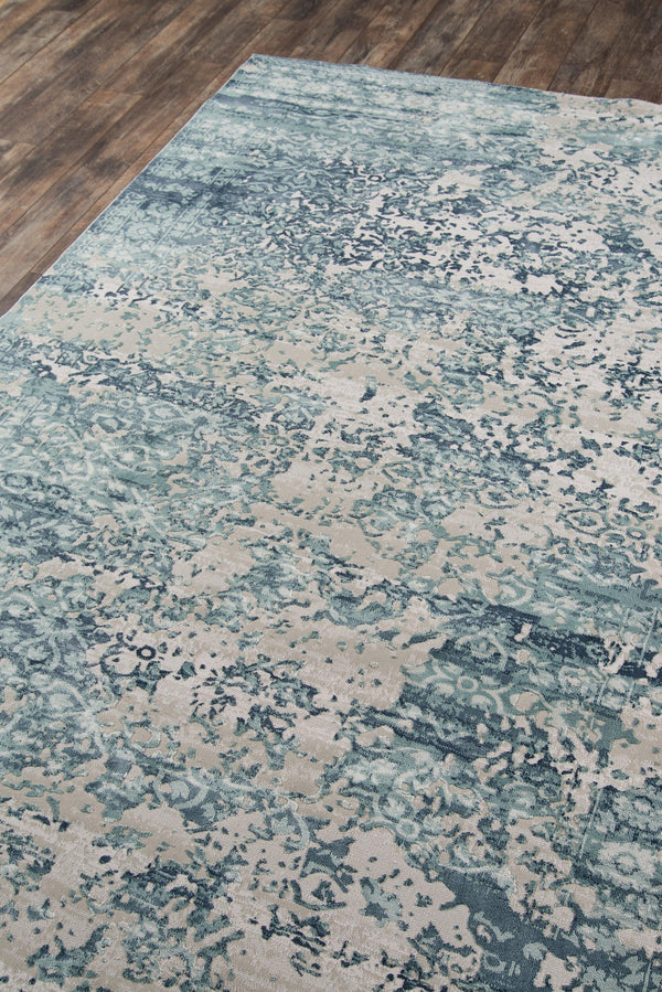 Genevieve Blue Distressed Design Runner Rug - Modern Rug Importers