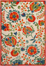 Nourison Aloha ALH17 Red Multicolor Farmhouse Rug