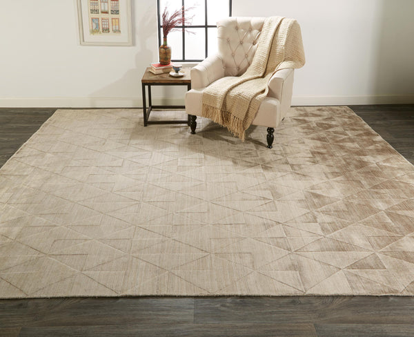 Gramercy Diamond Viscose Rug, High-low, Metallic Taupe, 5ft-6in x 8ft-6in Area Rug - Modern Rug Importers