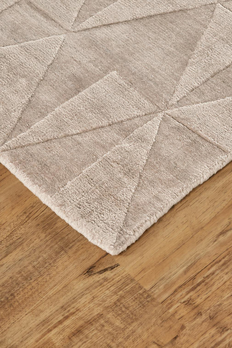 Gramercy Diamond Viscose Rug, High-low, Metallic Taupe, 5ft-6in x 8ft-6in Area Rug - Modern Rug Importers