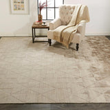 Gramercy Diamond Viscose Rug, High-low, Metallic Taupe, 5ft-6in x 8ft-6in Area Rug - Modern Rug Importers