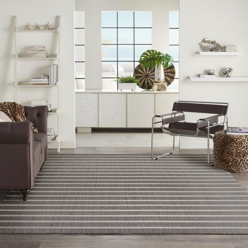 Nourison Positano POS03 Charcoal Ivory Modern Rug