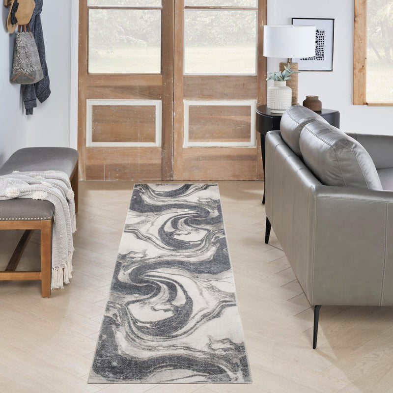 Nourison Astra Machine Washable ASW15 Ivory Grey Modern Indoor Rug