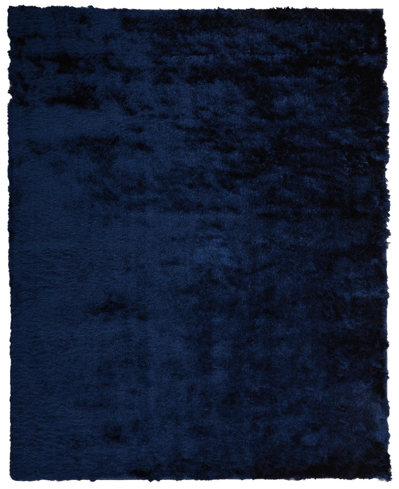 Indochine Plush Shag Rug, Metallic Sheen, Dark Blue, 7ft-6in x 9ft-6in Area Rug - Modern Rug Importers