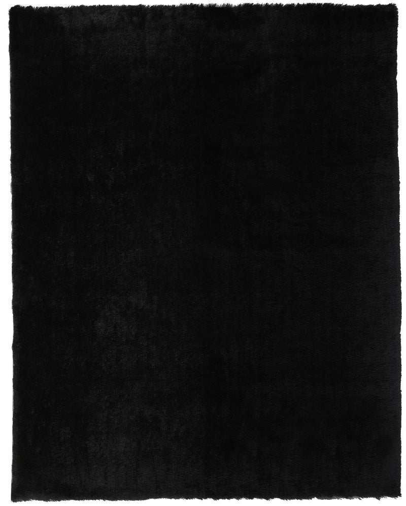 Indochine Plush Shag Rug, Metallic Sheen, Noir Black, 7ft-6in x 9ft-6in Area Rug - Modern Rug Importers