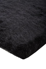 Indochine Plush Shag Rug, Metallic Sheen, Noir Black, 7ft-6in x 9ft-6in Area Rug - Modern Rug Importers