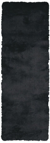 Indochine Plush Shag Rug, Metallic Sheen, Noir Black, 7ft-6in x 9ft-6in Area Rug - Modern Rug Importers