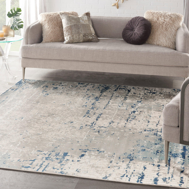 Nourison Quarry QUA01 Ivory Grey Blue Modern Indoor Rug