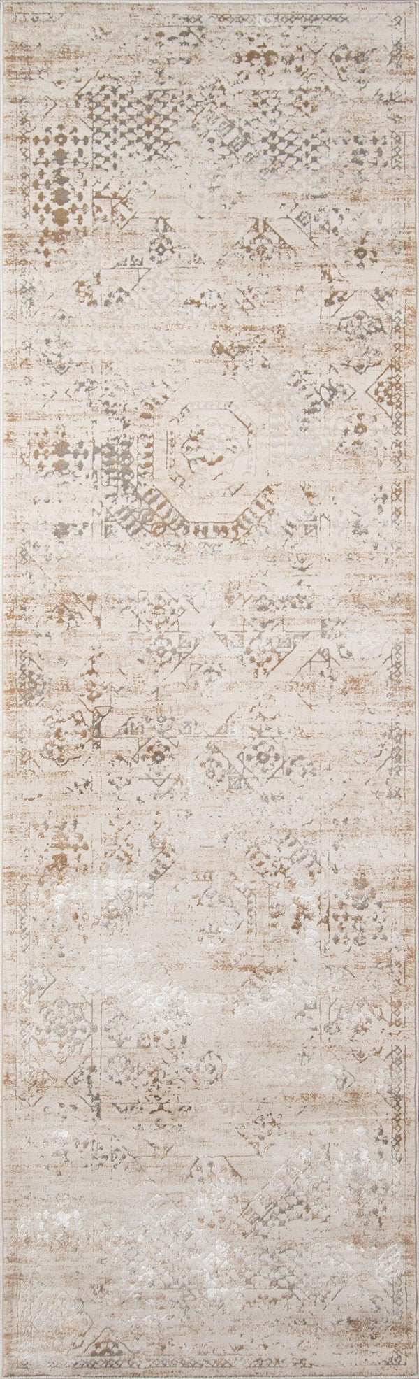 Juliet Beige Distressed Design Runner Rug - Modern Rug Importers